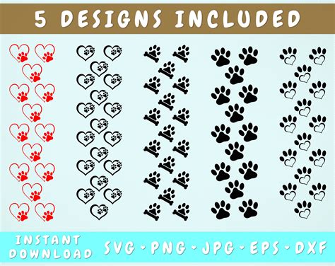 Download Free 5 Dog Paw Pen Wraps, Glitter Pen Wrap SVG Bundle Cut Images